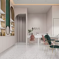 Modern Beauty Salon Interior With Green White Decor Metal Chairs Product Shelves And Potted Plants