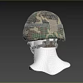 Camouflage Military Style Helmet Displayed On Mannequin Head With Camo Pattern