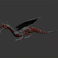 Fantasy Dragon Character With Red And White Wings Scaled Body For Game Or Movie
