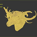 Golden Dragon Deer Head Sculpture Featuring Intricate Carving Details And Artistic Design