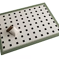 Square Rug With Black White Square Pattern And Green Border For Home Decorative Use 3d model