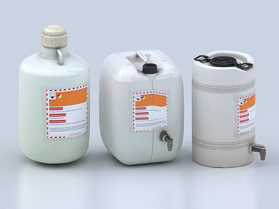 Ceramic Containers With Three Different Shapes Labels Lids And Spouts For Storage 3d model