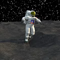 Man Astronaut Walking On Lunar Surface With Starry Sky Background 3d model