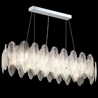 Elegant Modern Feather Shaped Transparent Chandelier Hanging Lighting Design 3d model