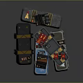 Black Blue Red Industrial Mechanical Devices With Control Panels And Build Corp Logos