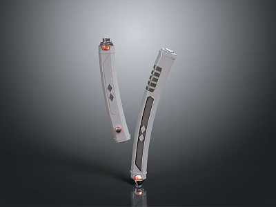 Sleek Silver Weapon Design With Red Accents And Decorative Details 3d model