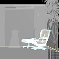Modern Wooden Frame Leisure Chair With Leather Cushion Ottoman And Natural View