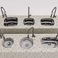Stainless Steel Kitchen Sinks In Various Designs With Faucets On Speckled Countertop
