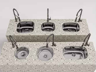 Modern dish washing basin stainless steel sink combination 3d model