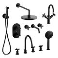 Modern Black Shower Head Handheld Sprayer Wall Mounted Controls and Fixtures 3d model