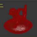 Red Monkey Sculpture Carving With Circular Base And Intricate Patterns