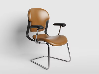 Modern Brown Leisure Chair With Black Armrests And Sleek Metal Frame Design 3d model