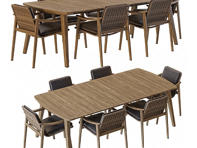 Modern outdoor dining table and chair combination 3d model