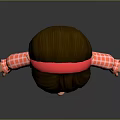 Cartoon Girl With Brown Hair Red Headband Red Plaid Shirt Blue Pants Pink Shoes