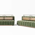Green Velvet Multi Person Sofa With Metal Frame Curved And Straight Design