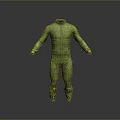 Green Crocodile Pattern Bodysuit With Long Sleeves And Full Length Design 3d model