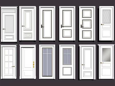 Modern Swing Doors Styles With Various Panel And Glass Designs For Home Interior Spaces 3d model