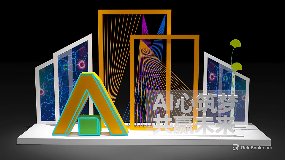 AI Building Dreams Win Win Future With Geometric Design And Colorful Elements 3d model