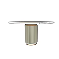 Modern Dining Table With Marble Top And Fluted Column Base Design 3d model
