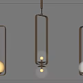Modern Pendant Lights With Rectangular Metal Frames And Spherical Glass Bulbs 3d model