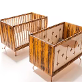 Modern Wooden Baby Cribs With Striped Texture And Star Patterns On Sides