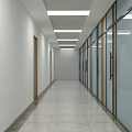 Modern Public Office Space Interior With White Desks Chairs Shelves Windows And Wooden Flooring