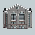 Christian Church Architecture With Cross Steeple Arched Windows And Brick Design