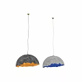 Gray Moon Surface Texture Pendant Light With Orange Interior And Irregular Edge 3d model