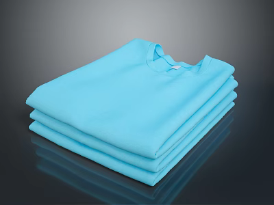 Light Blue Soft Comfortable Cotton T Shirts Stacked Casual Daily Wear 3d model