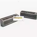 Two Modern Gray Air Conditioner Fans Featuring Grille Design And Sleek Structure