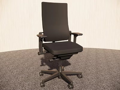 Black Office Chair with High Back Adjustable Arms and Five Point Caster Base 3d model