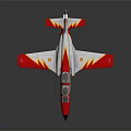 Red And Silver Jet Airplane Model With Flame Design And Detailed Features 3d model