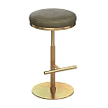 Modern Adjustable Bar Stools With Gold Metal Frame And Green Leather Seat