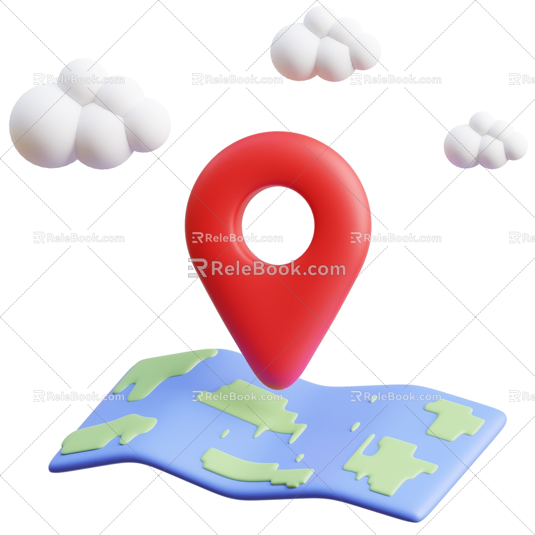 Modern map positioning map cartoon map 3d model