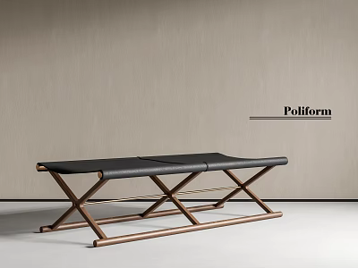Poliform Modern Stool Featuring Black Seat And Cross Metal Frame Design 3d model
