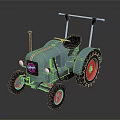 Blue Toy Tractor With Red Wheels Black Seat And White Handlebars