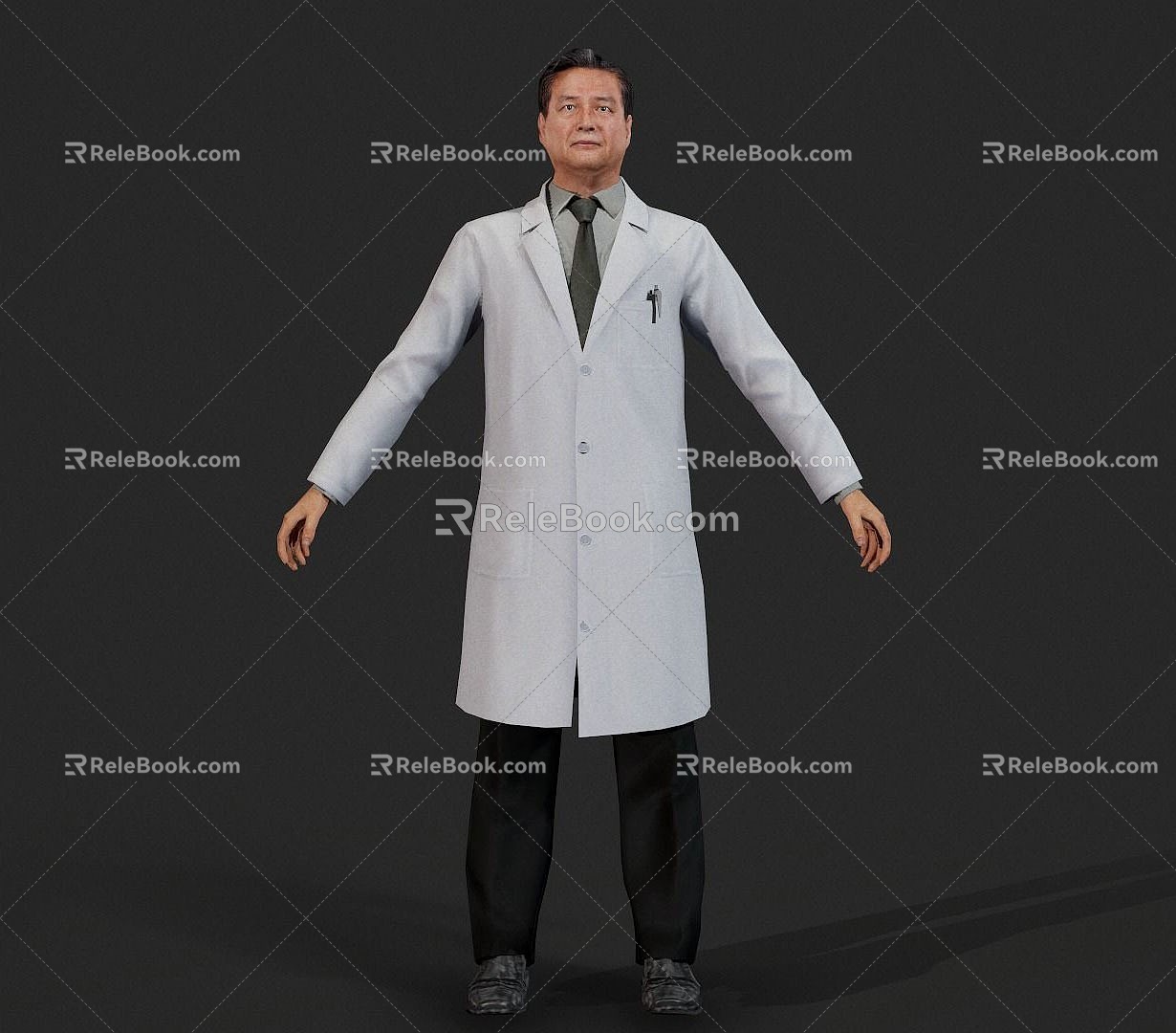 Realistic Middle-aged Doctor Realistic Doctor Dean Leading Scientist Expert Teacher Middle-aged Clothes Pants White Coat 3d model