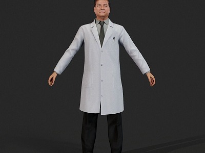 Realistic Middle-aged Doctor Realistic Doctor Dean Leading Scientist Expert Teacher Middle-aged Clothes Pants White Coat model