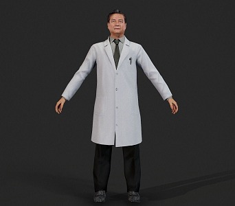 Realistic Middle-aged Doctor Realistic Doctor Dean Leading Scientist Expert Teacher Middle-aged Clothes Pants White Coat 3d model