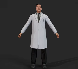 Realistic Middle-aged Doctor Realistic Doctor Dean Leading Scientist Expert Teacher Middle-aged Clothes Pants White Coat 3d model