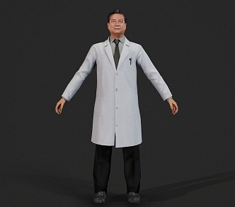 Realistic Middle-aged Doctor Realistic Doctor Dean Leading Scientist Expert Teacher Middle-aged Clothes Pants White Coat 3d model