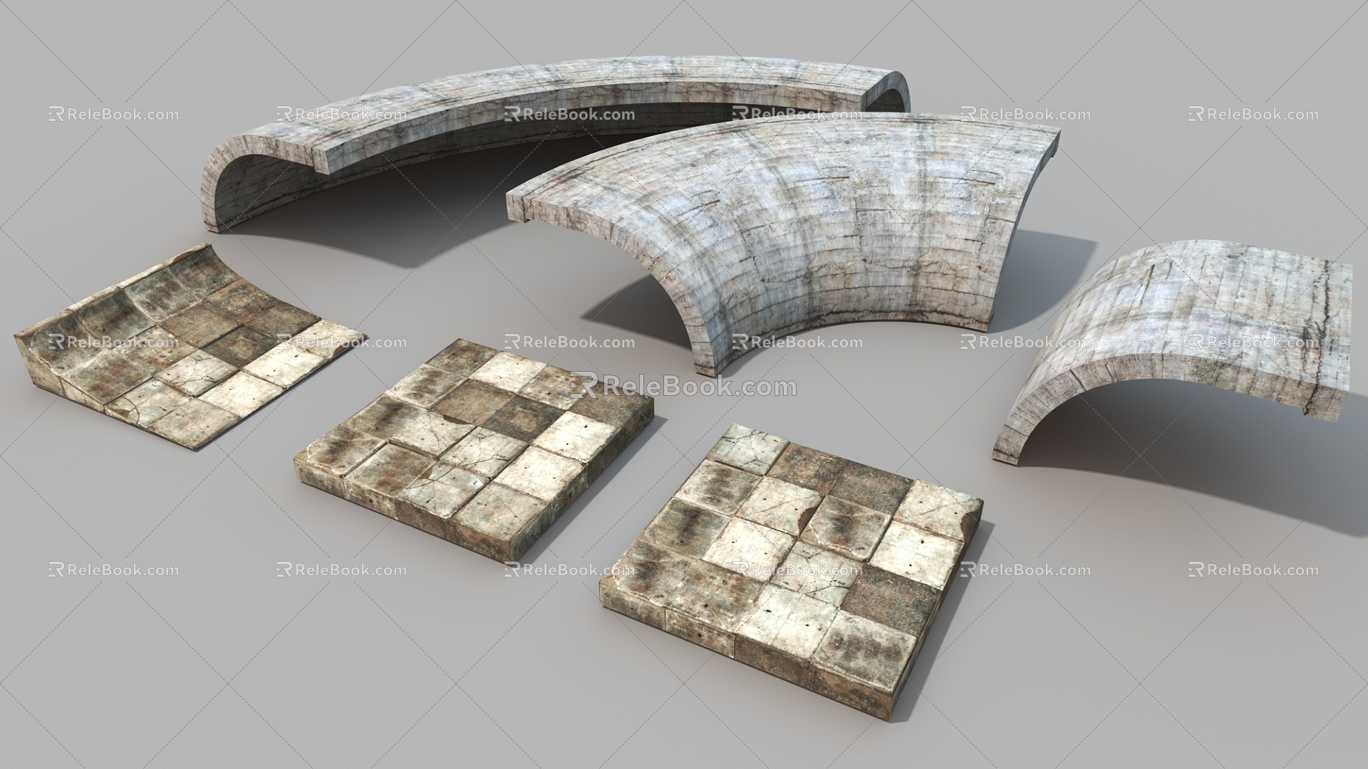 Cement slab rock pavement 3d model