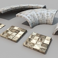 Cement slab rock pavement 3d model