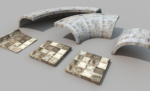 Cement slab rock pavement 3d model