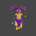 Colorful Game Movie Character With Purple Yellow Gradient Antlers And Starry Background