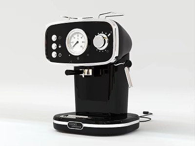 Black And White Espresso Machine With Control Panel Knob And Display For Home Use 3d model