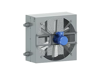 Industrial Equipment Fan With Blue Motor And Metal Frame For Ventilation Use 3d model