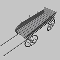 Old Fashioned Wooden Wagon With Large Spoked Wheels And Open Cart