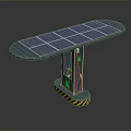 Solar Powered Charging Station With Solar Panels On Top And Warning Stripes At Base