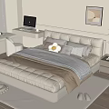 Cozy Modern Bedroom Interior With Soft Bed Pillows And Wooden Furniture